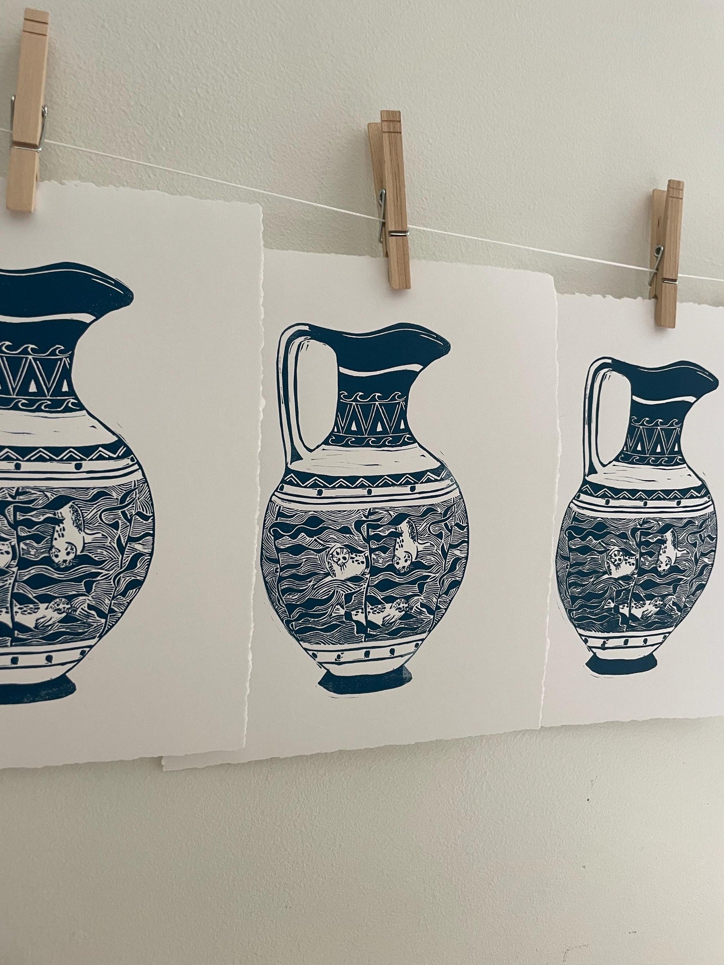 Water Pitcher Linocut Print