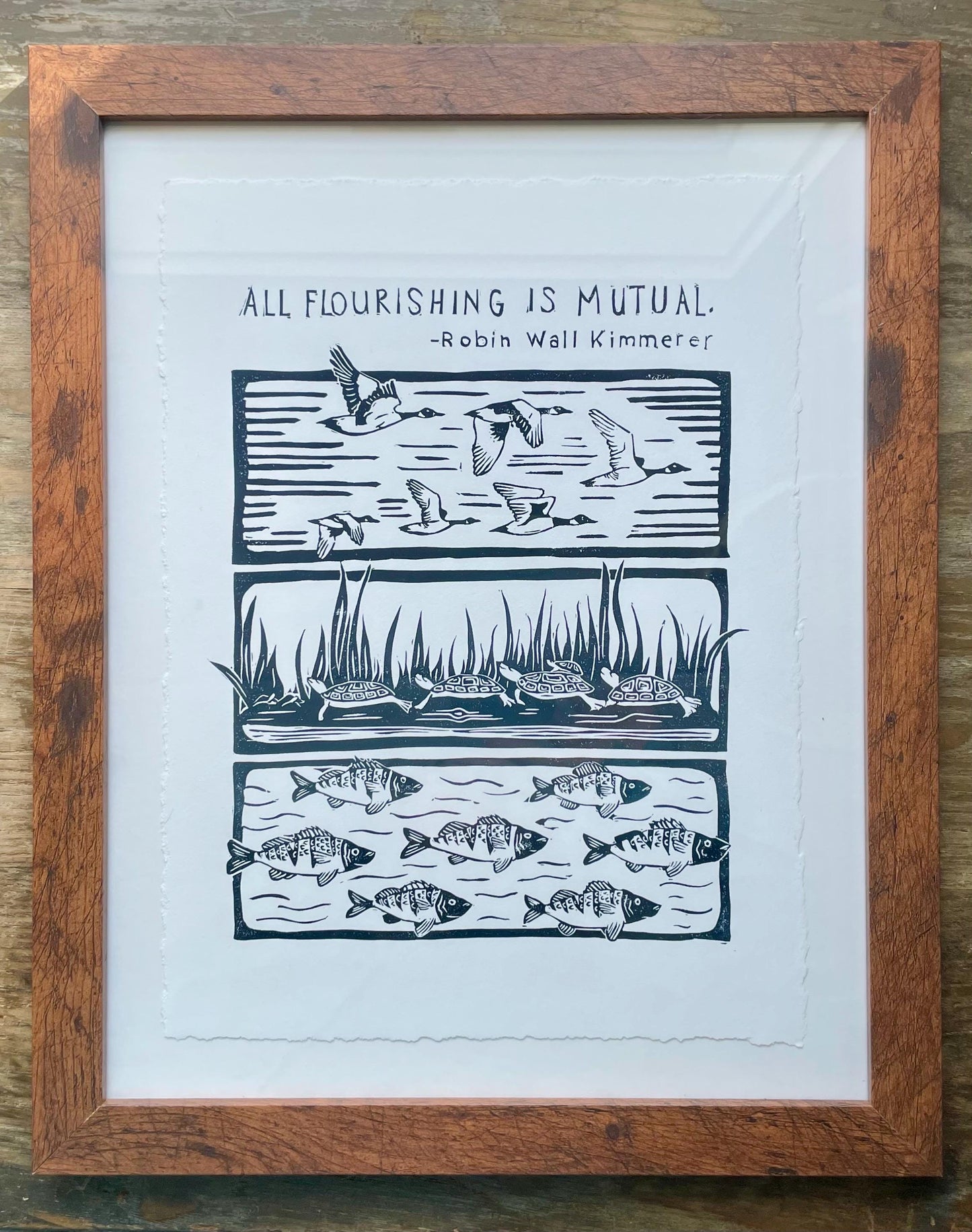 All Flourishing Is Mutual Linocut