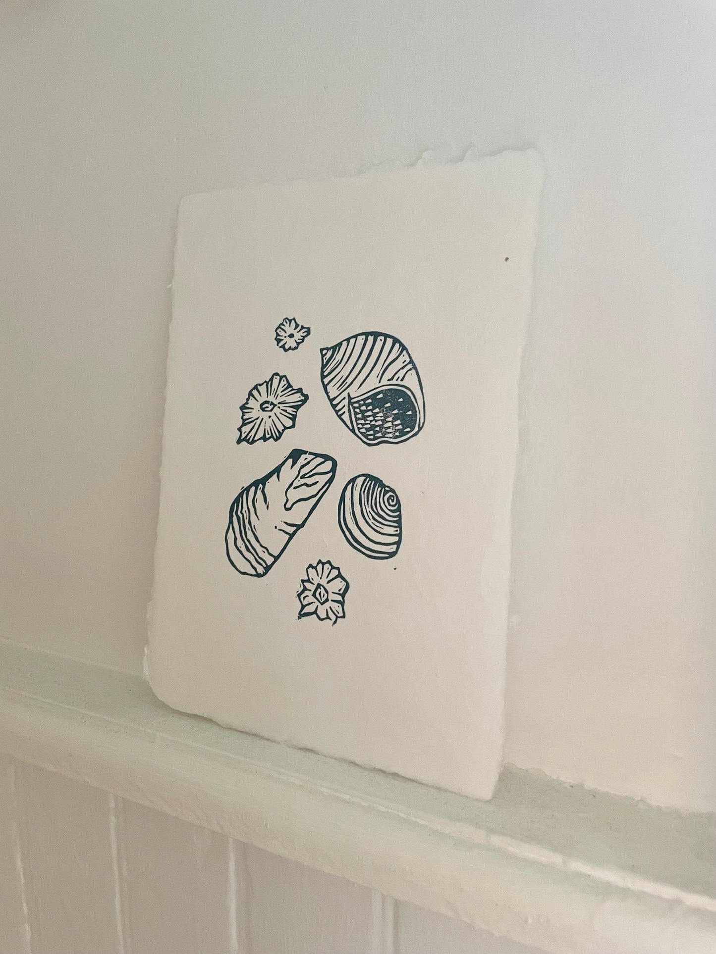 Shells and Barnacles Linocut Print
