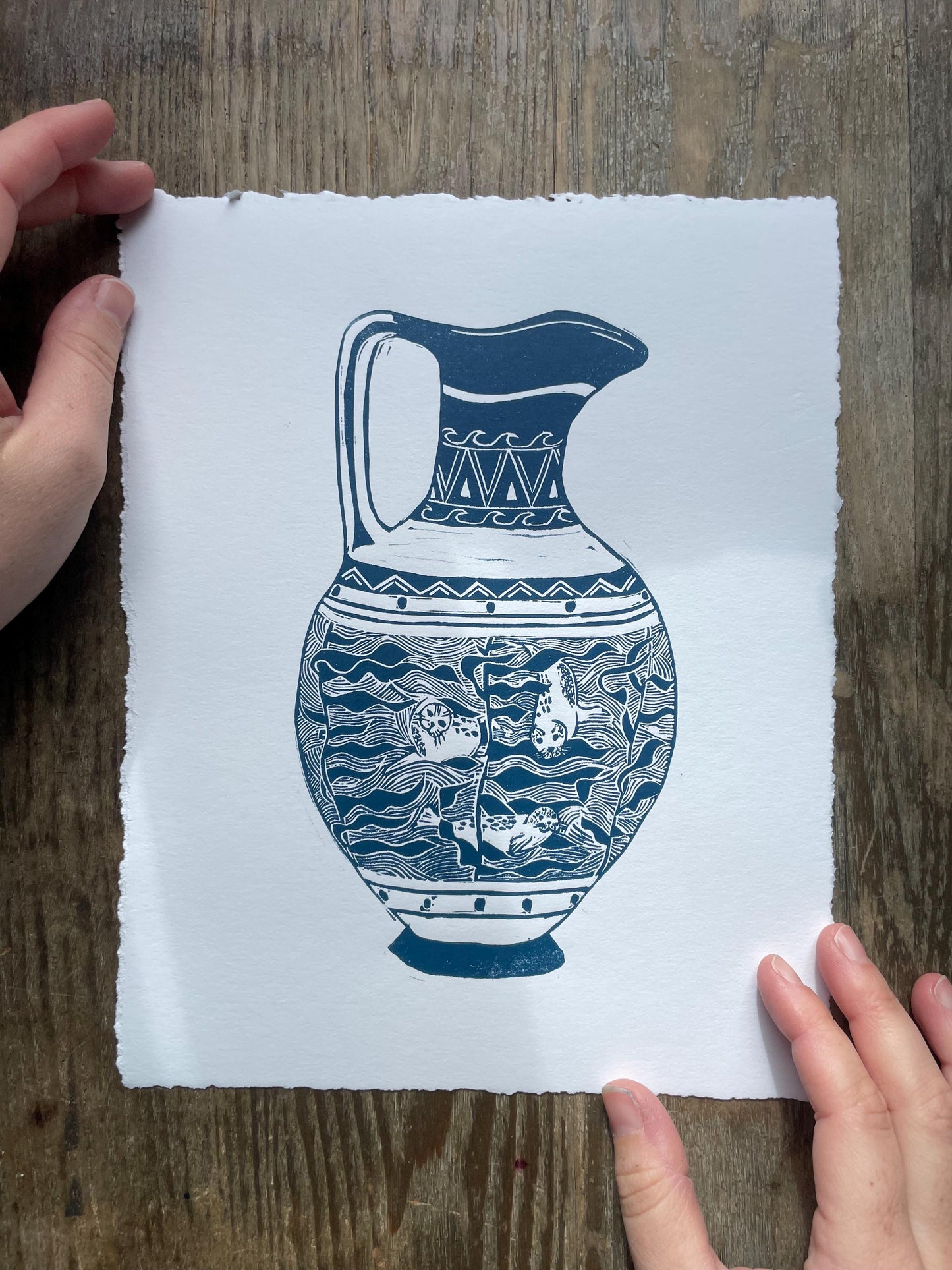 Water Pitcher Linocut Print