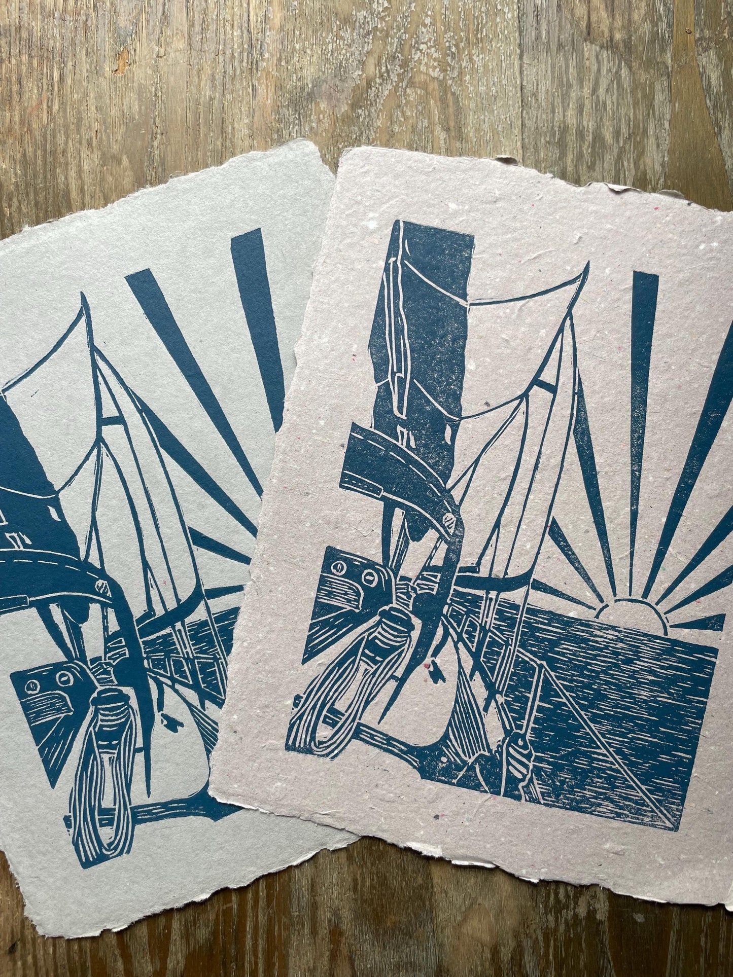 Sailing at Sunrise Linocut