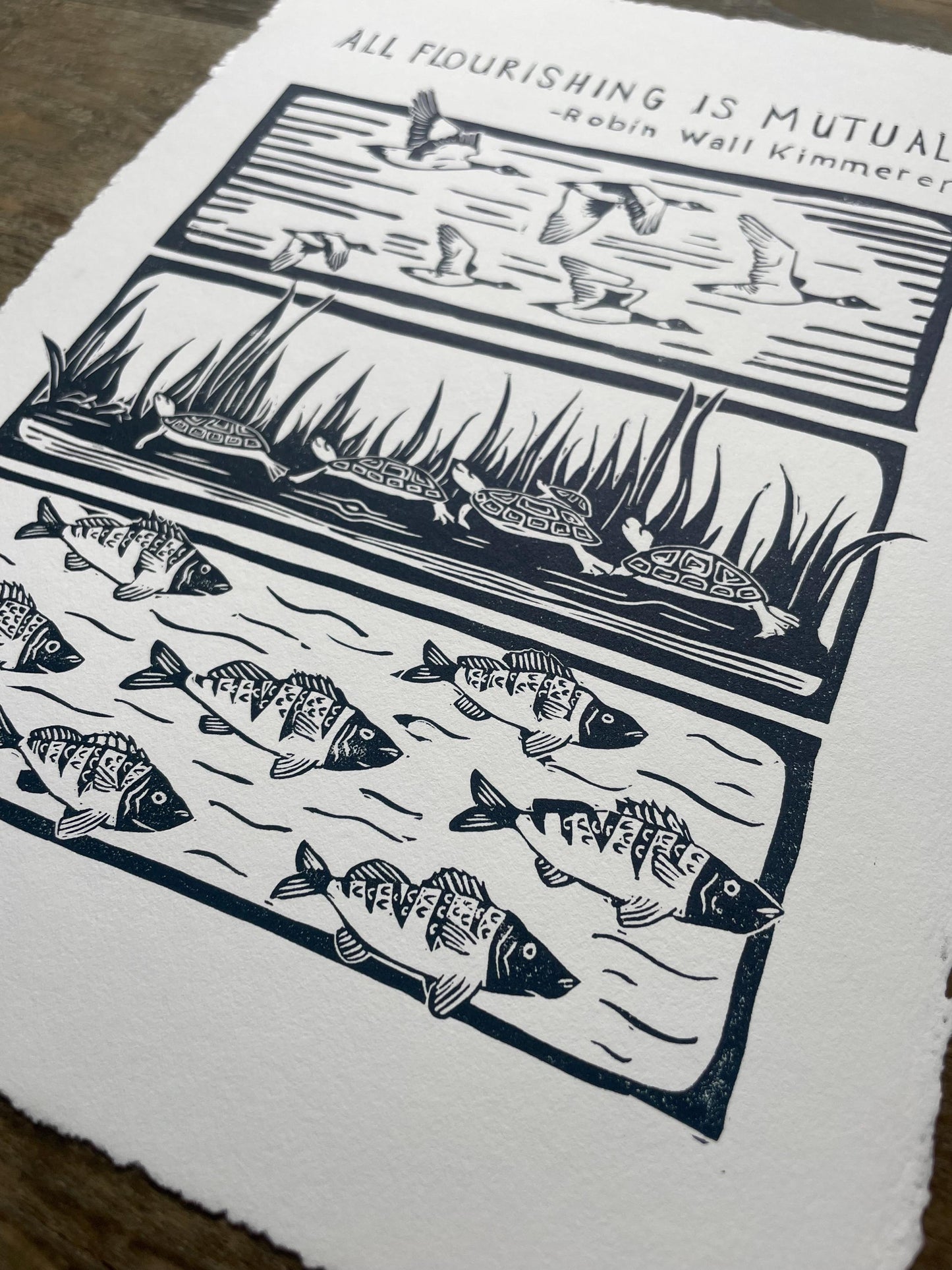 All Flourishing Is Mutual Linocut