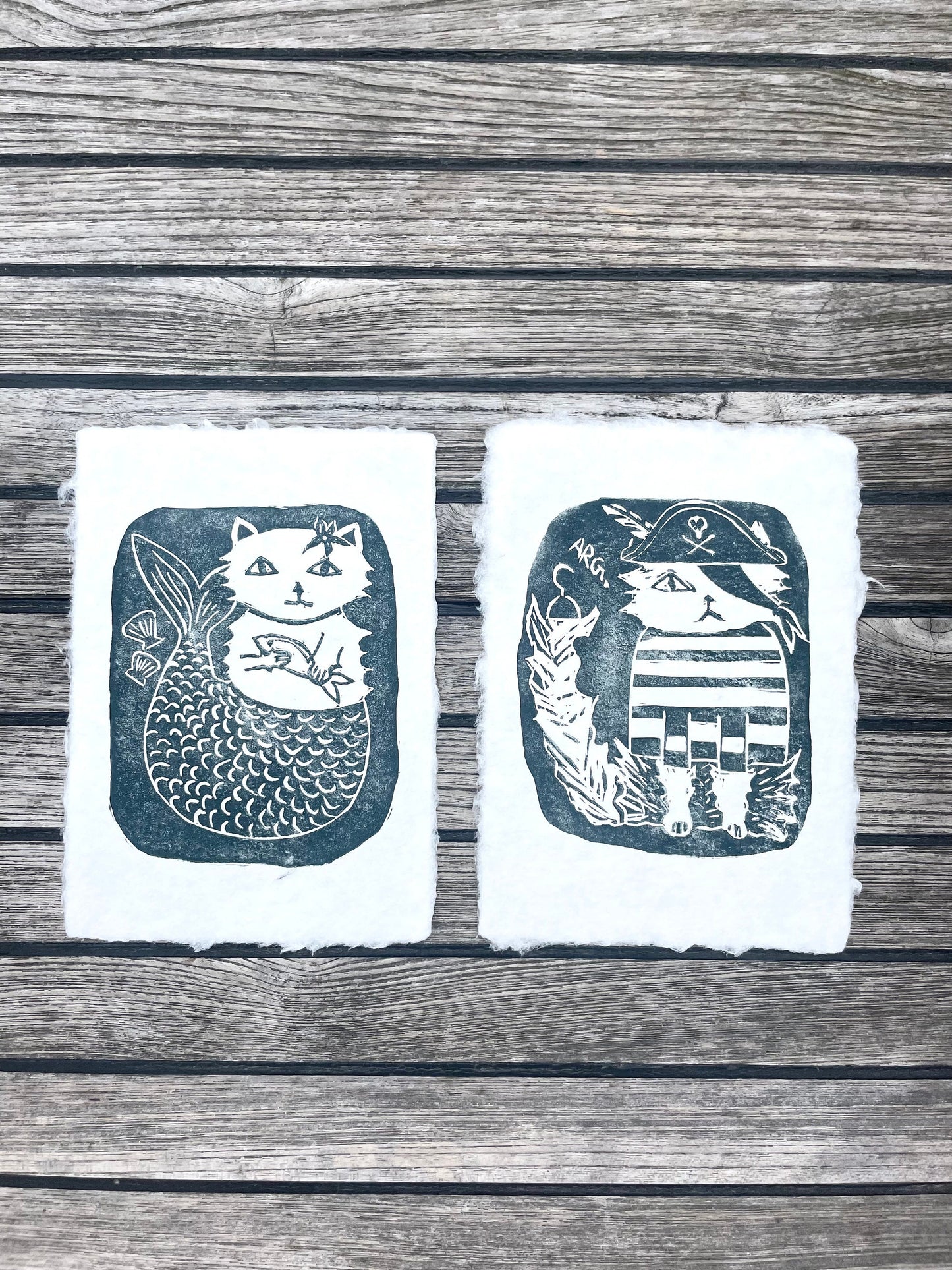 Purrrmaid Linocut Print