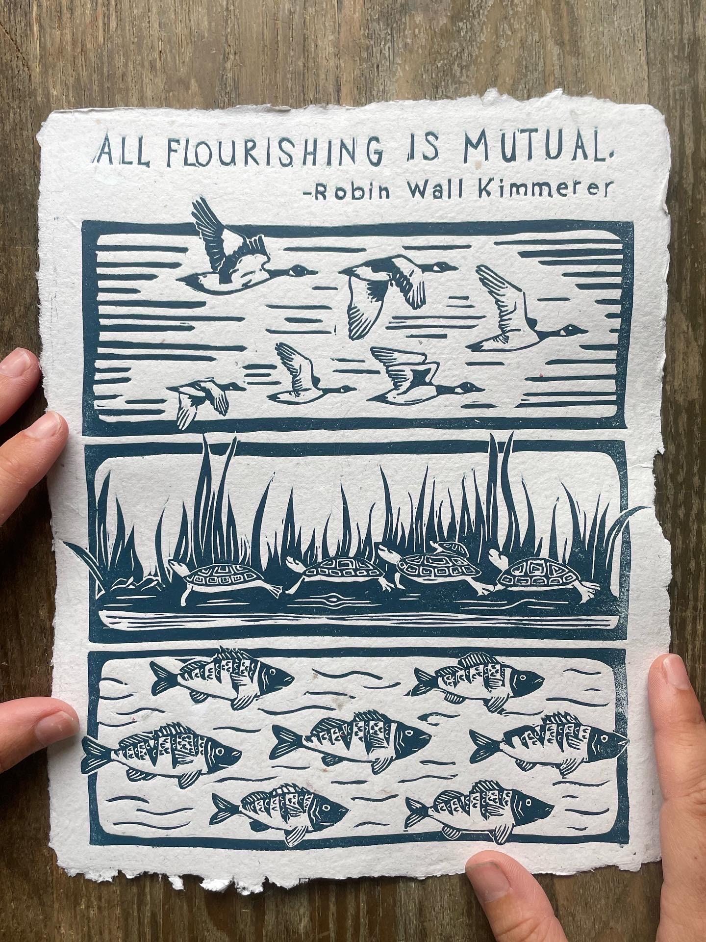 All Flourishing Is Mutual Linocut