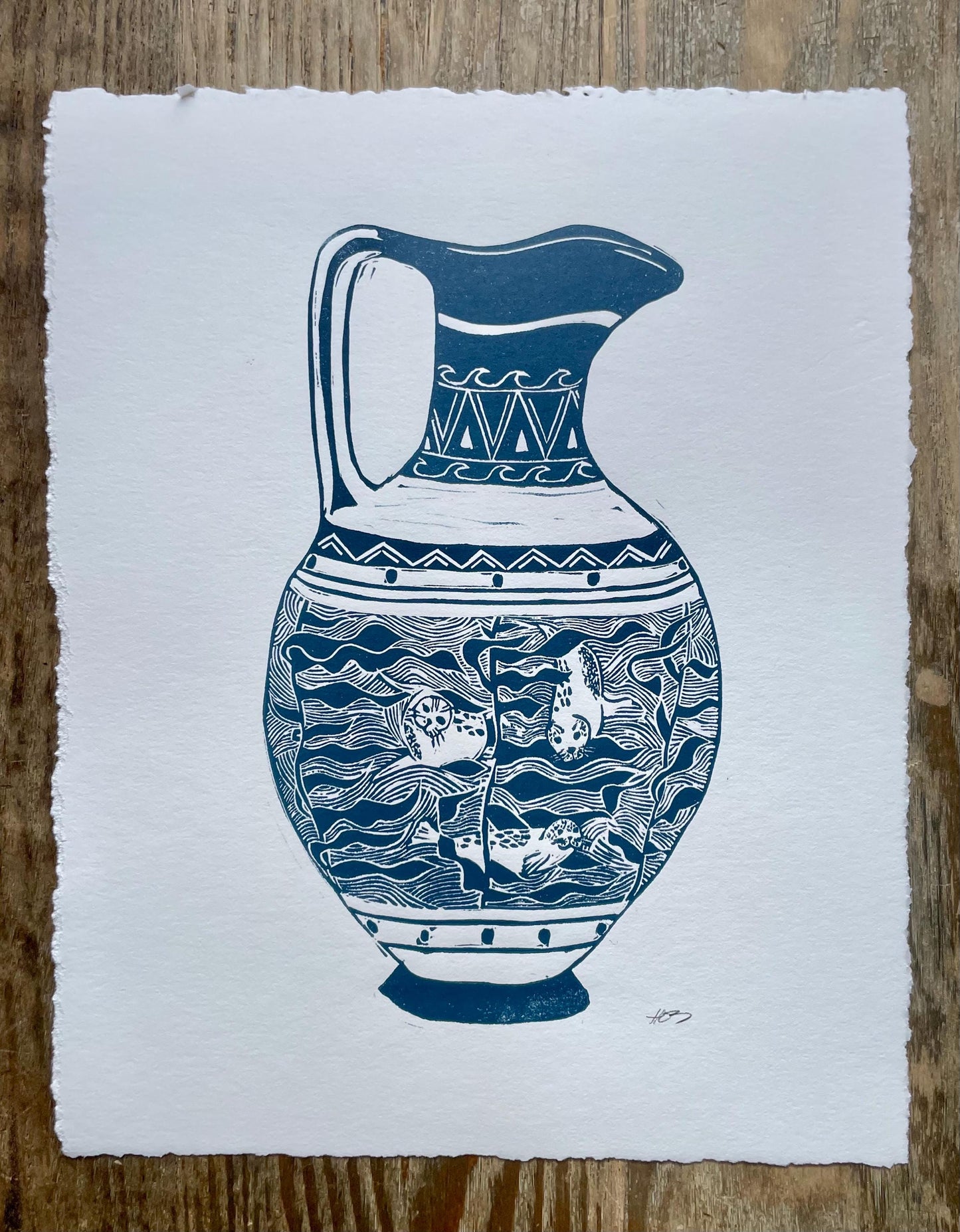 Water Pitcher Linocut Print