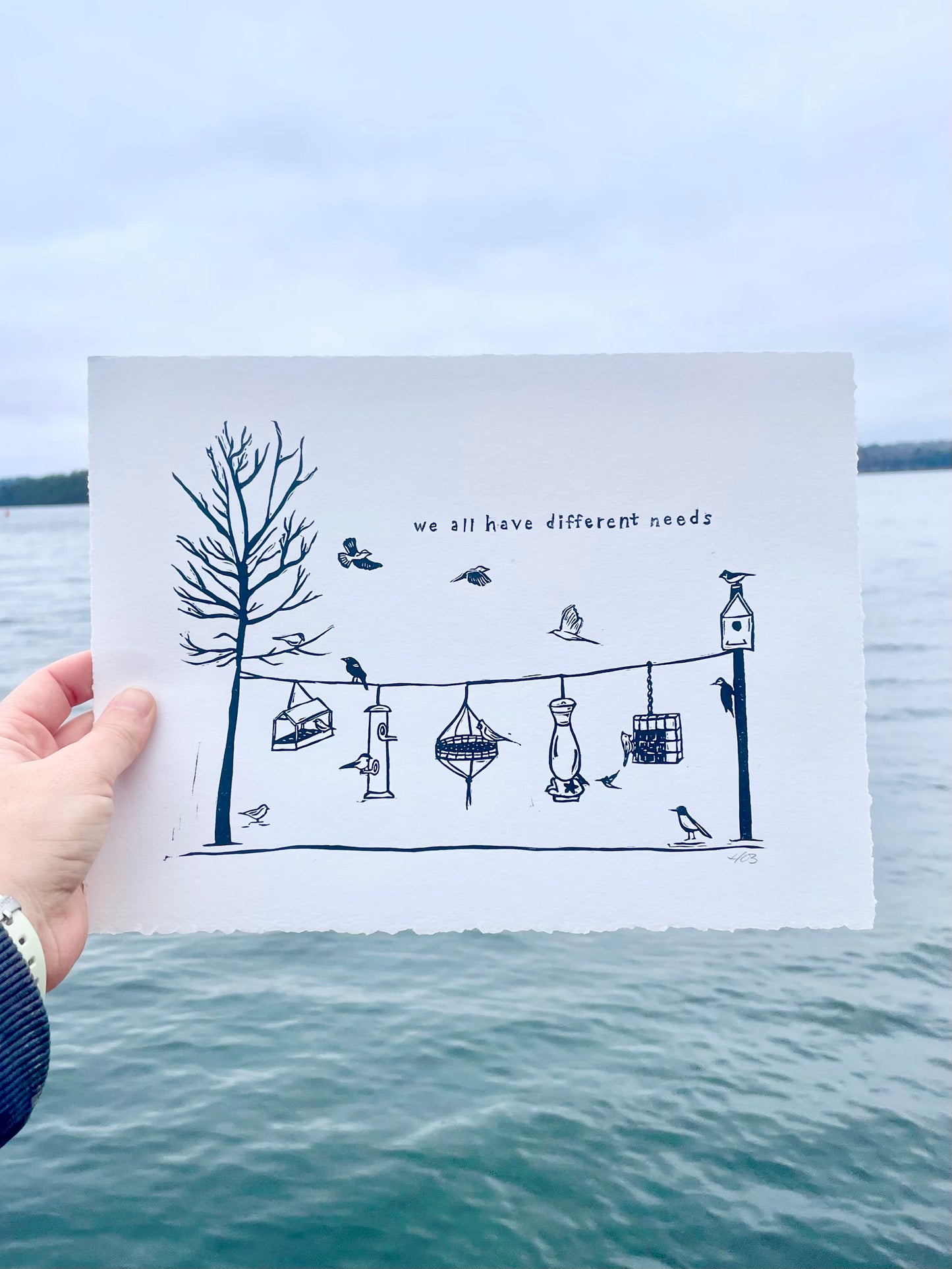 We All Have Different Needs Handmade Linocut Print