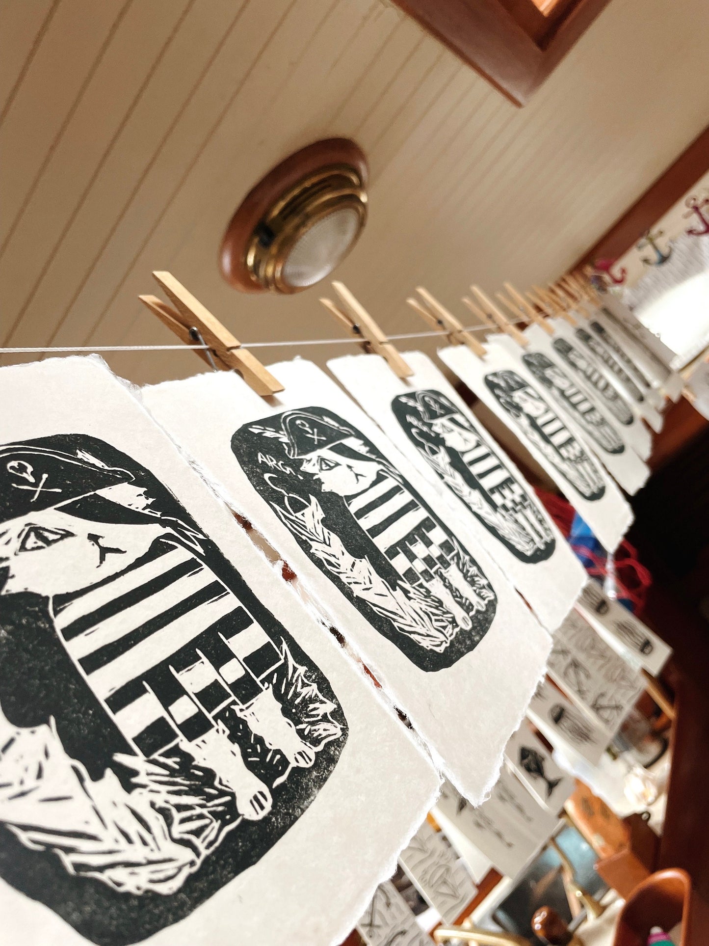 Jolly Roger Linocut Print