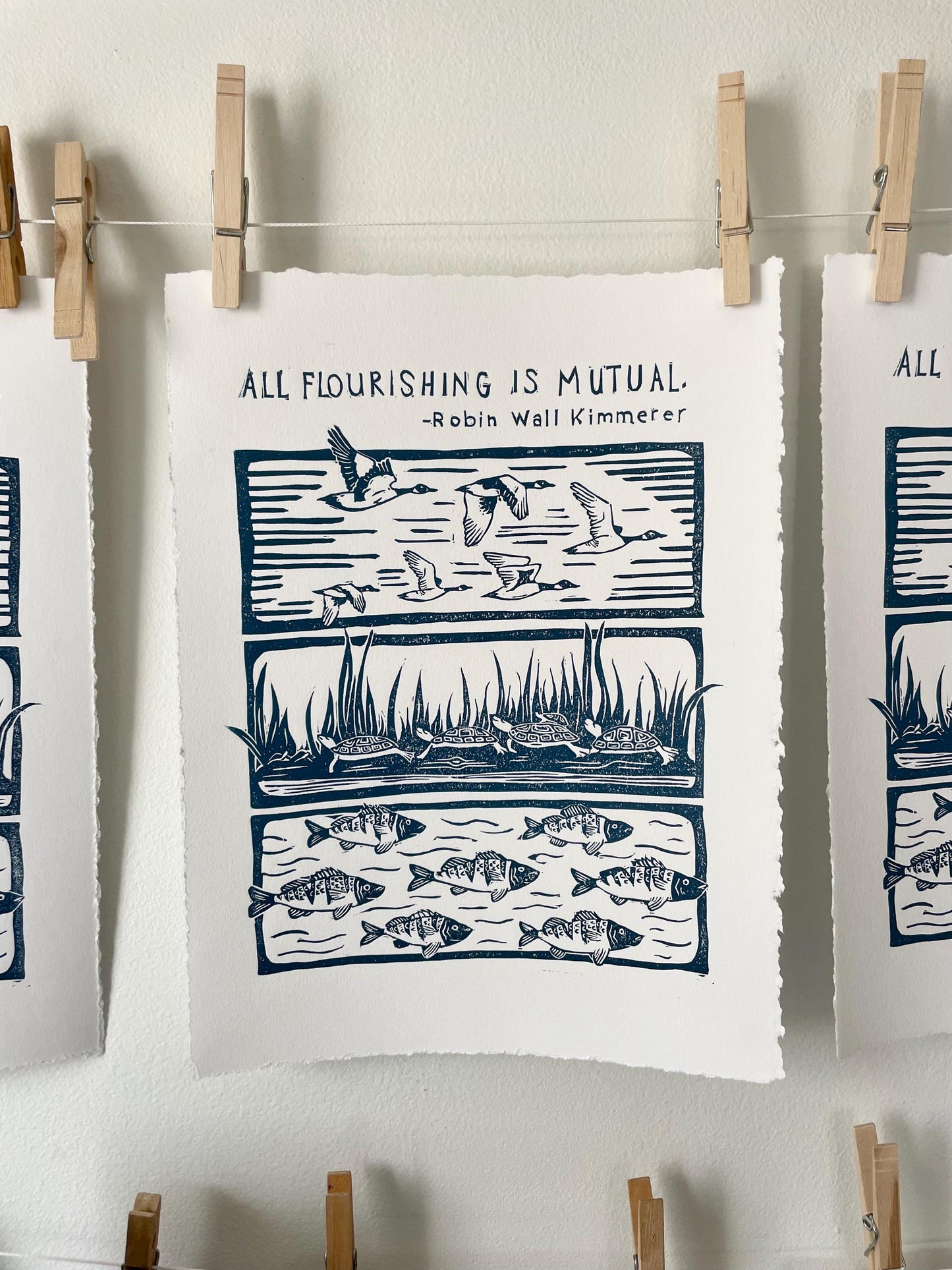 All Flourishing Is Mutual Linocut
