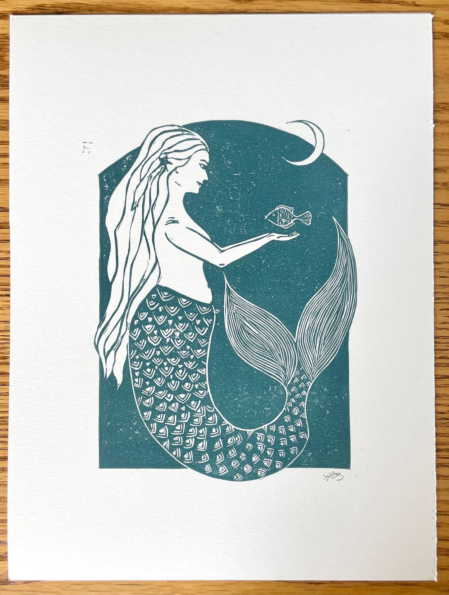Mermaid Linocut