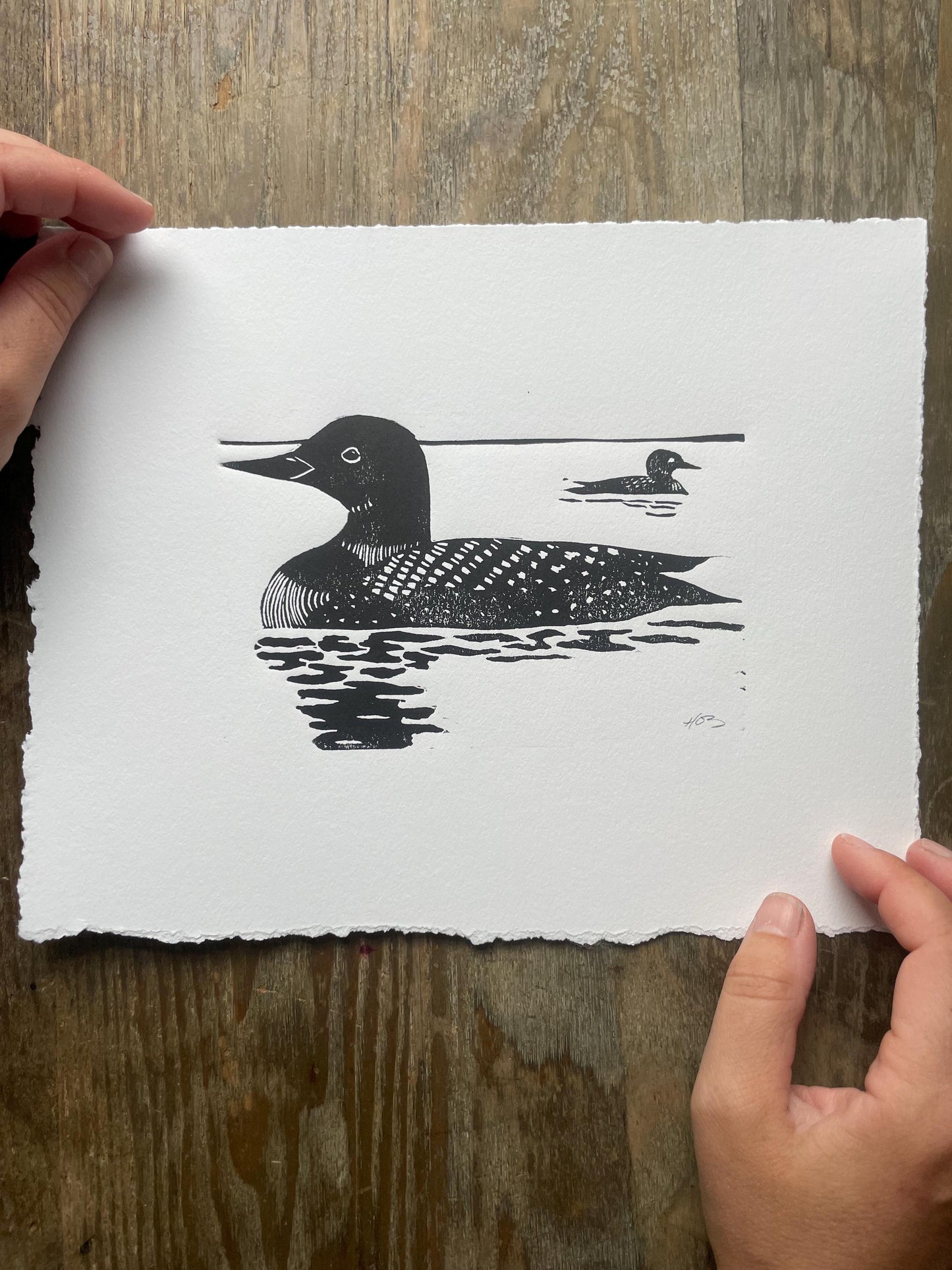 Loon Linocut Print
