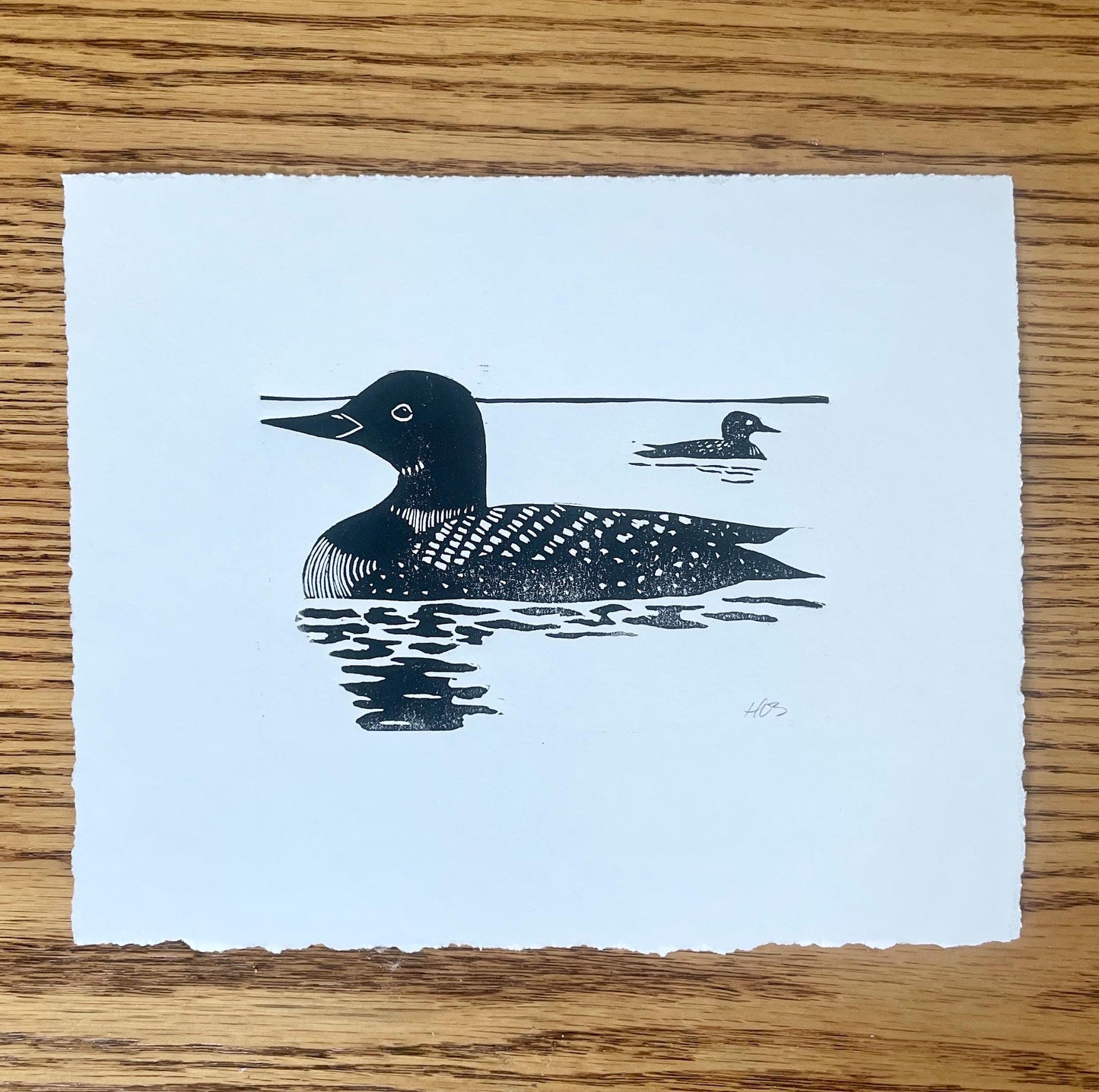 Loon Linocut Print