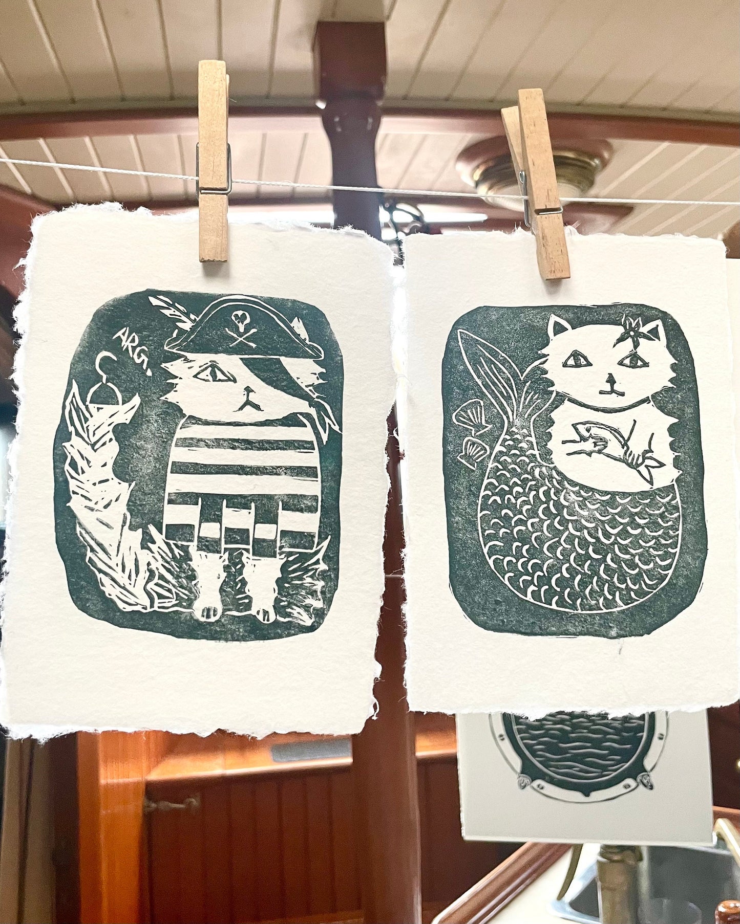 Purrrmaid Linocut Print