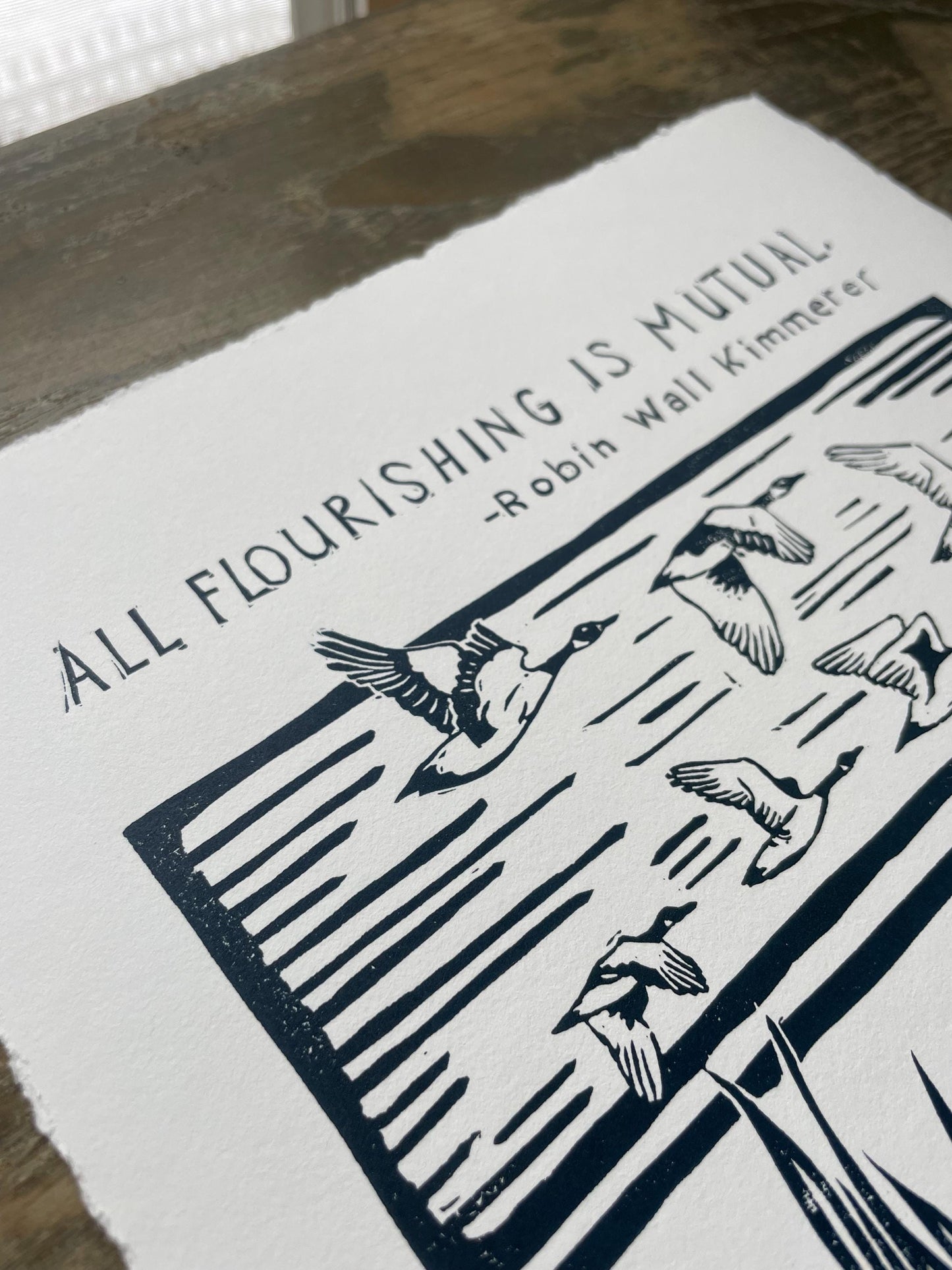 All Flourishing Is Mutual Linocut