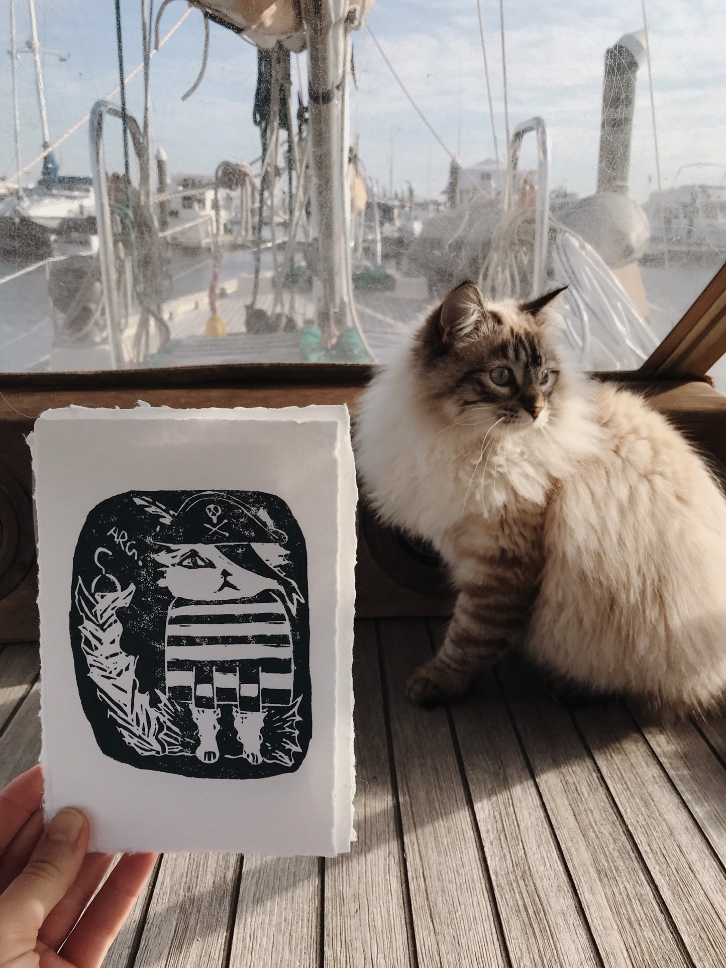 Jolly Roger Linocut Print