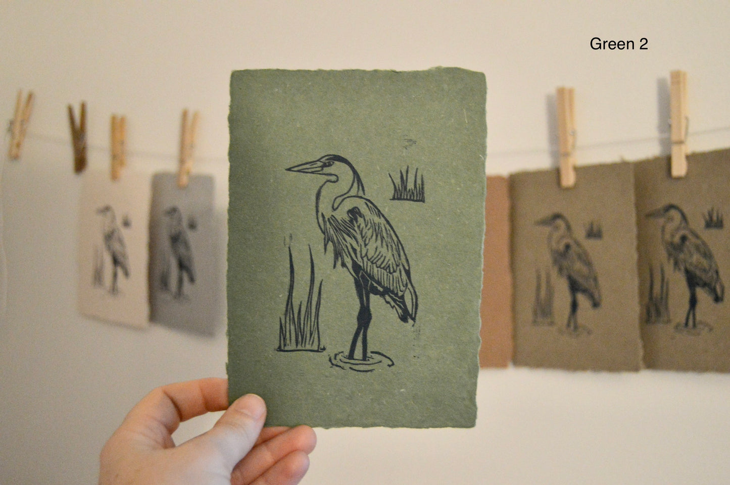 Heron Print on Handmade Paper