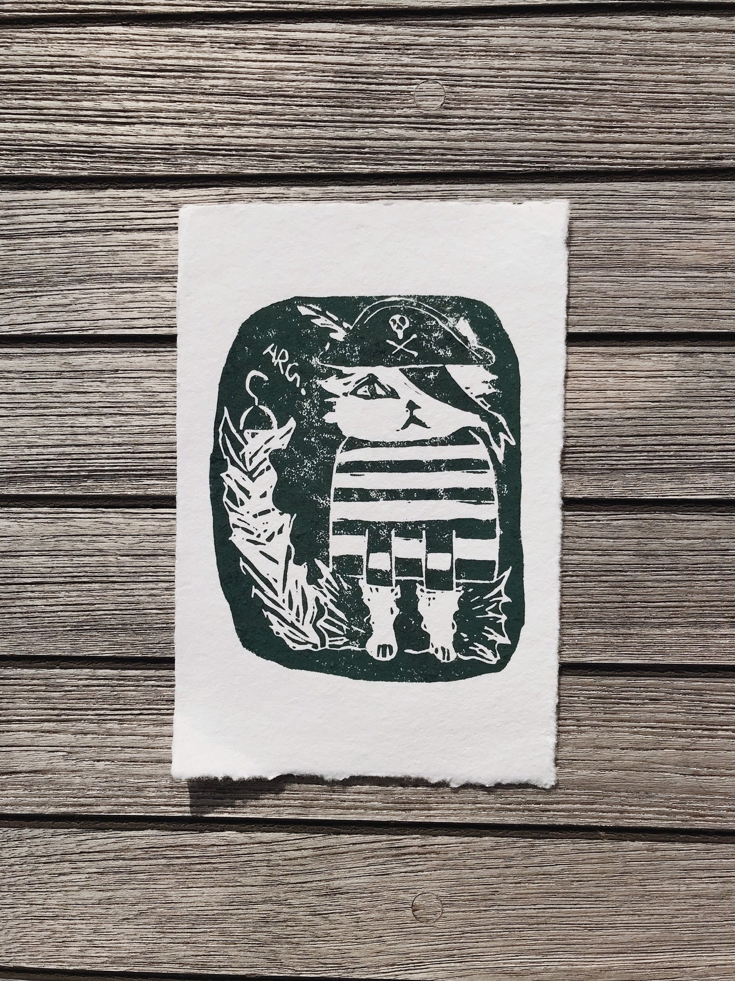 Jolly Roger Linocut Print