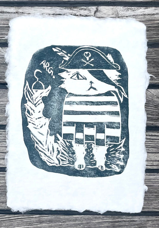 Jolly Roger Linocut Print
