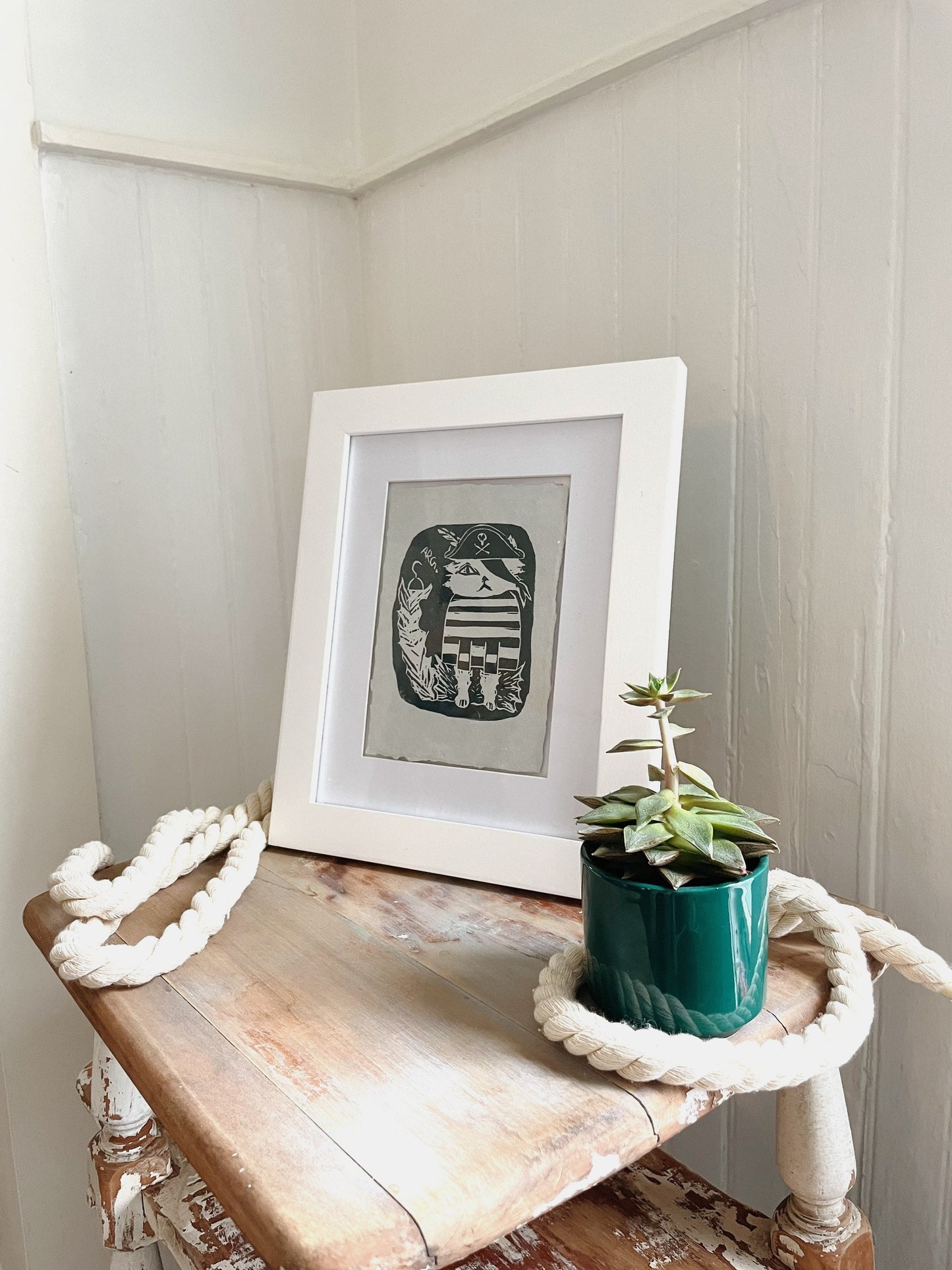 Jolly Roger Linocut Print