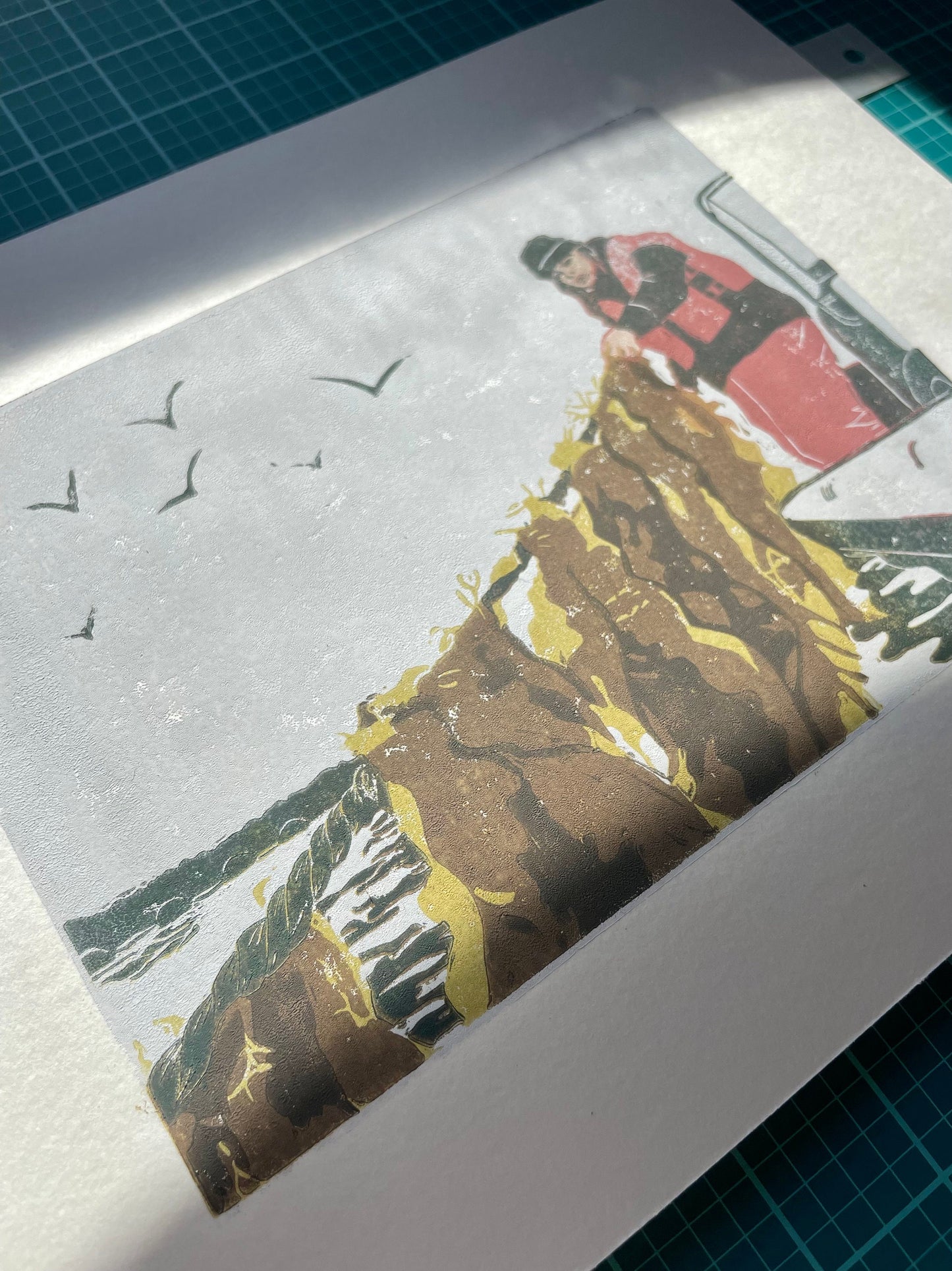 The Ocean Farmer Linocut