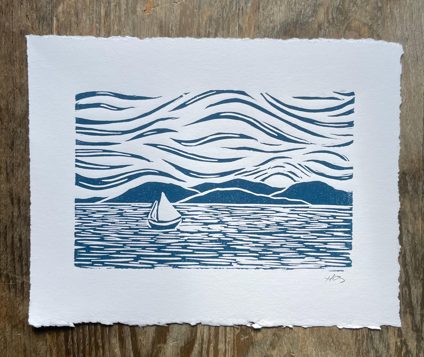 Gaff Rigged Sailboat Handmade Print