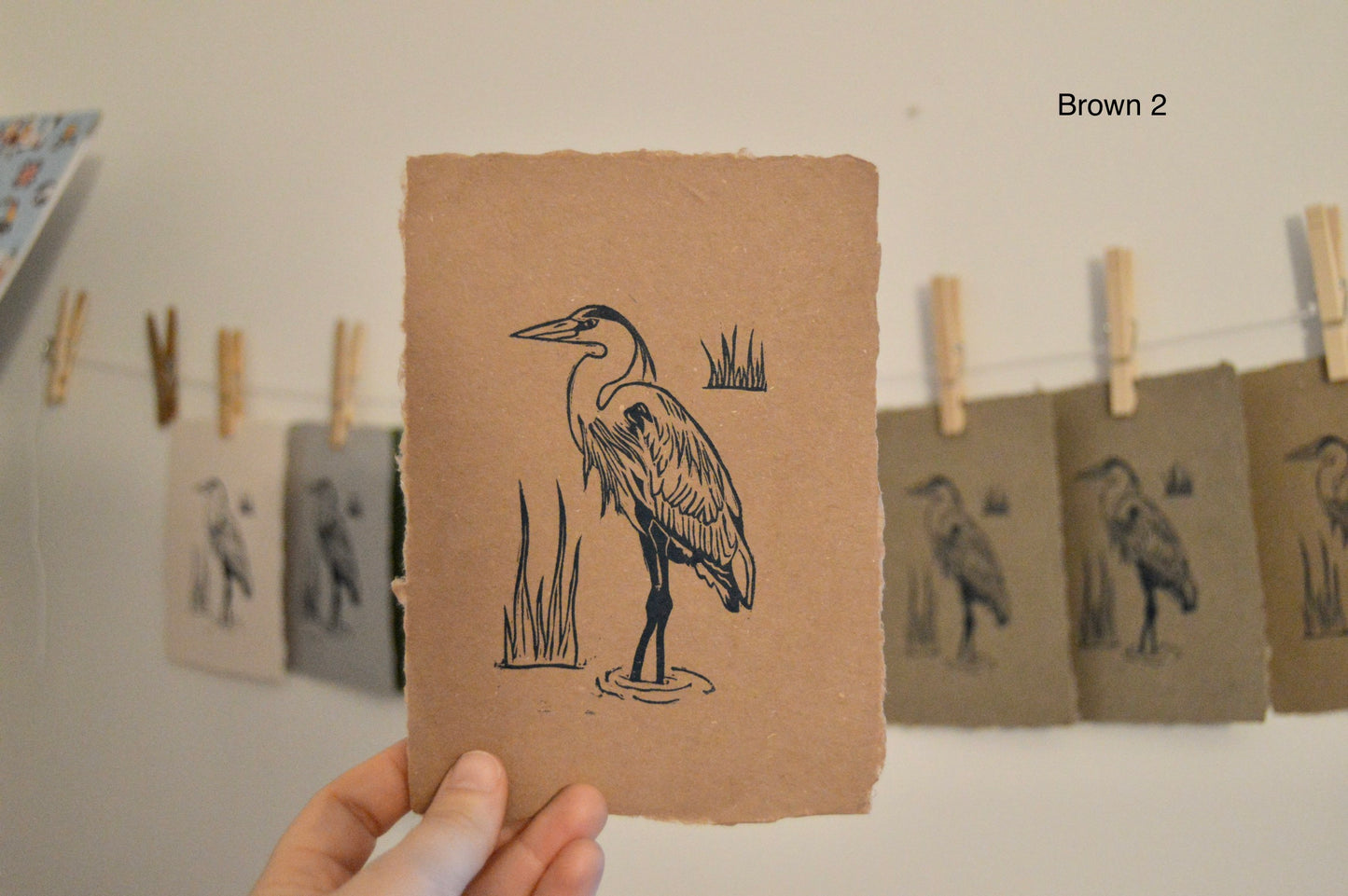 Heron Print on Handmade Paper