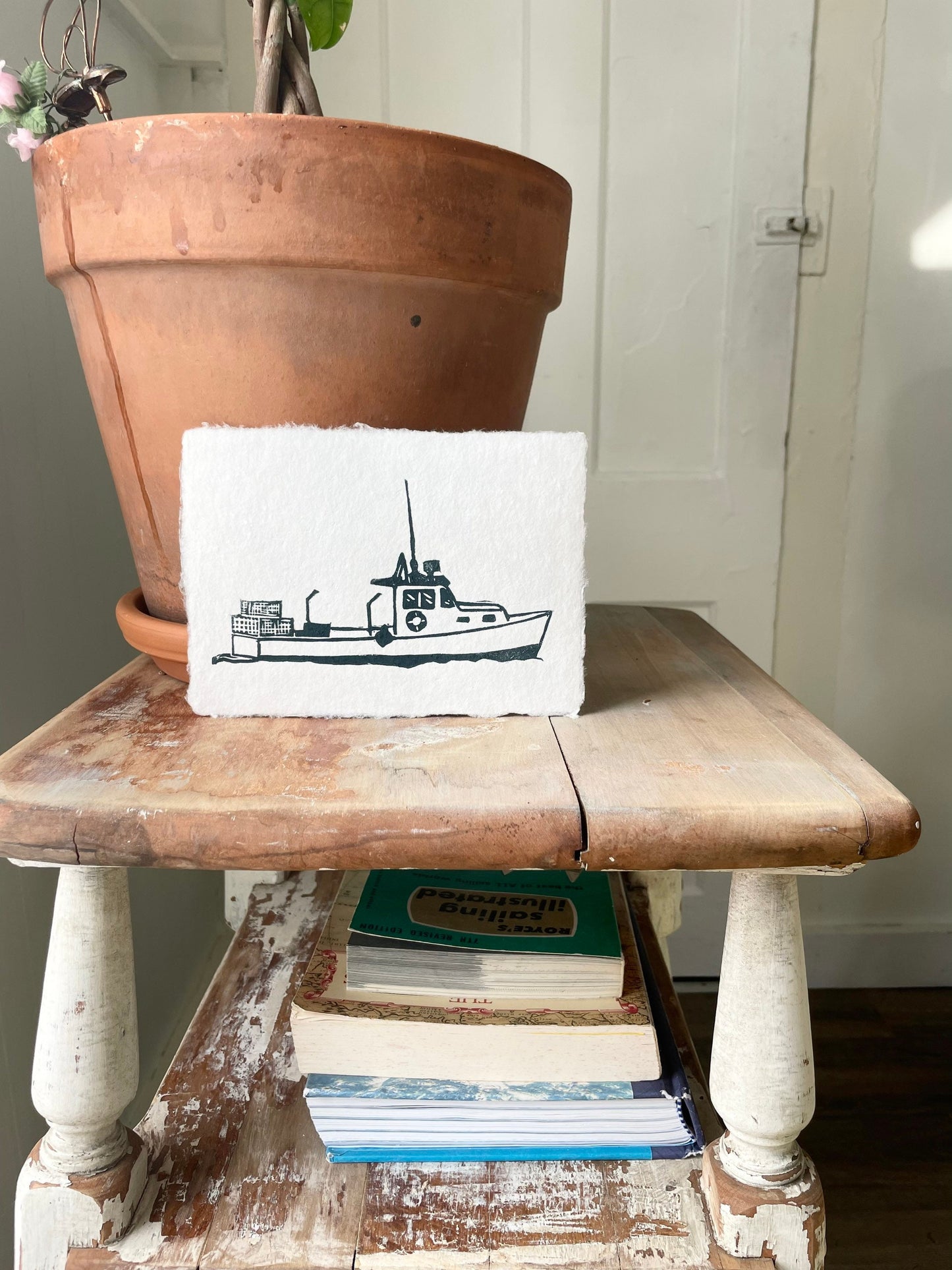 Lobster Boat Handmade Linocut Print