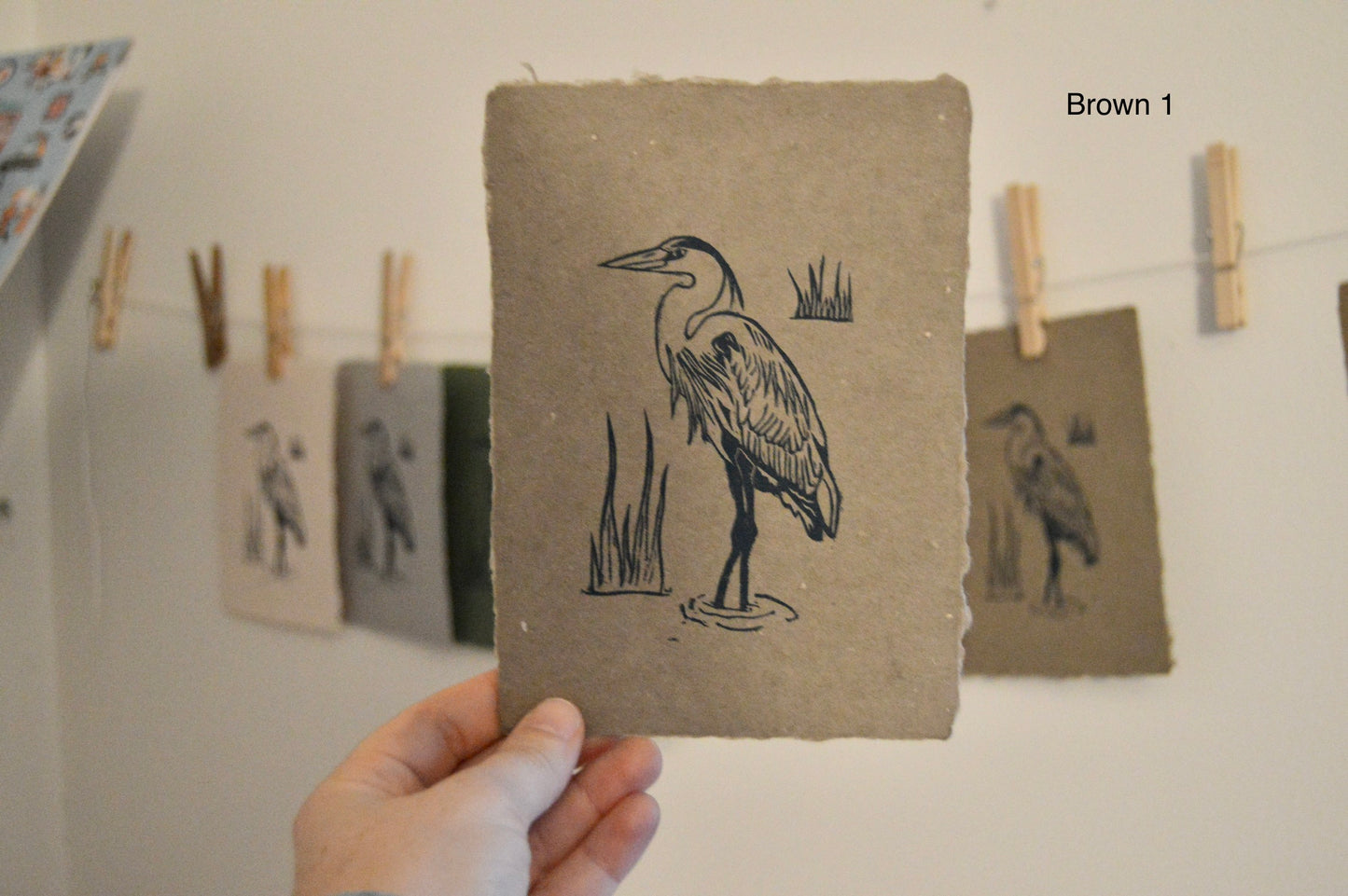 Heron Print on Handmade Paper