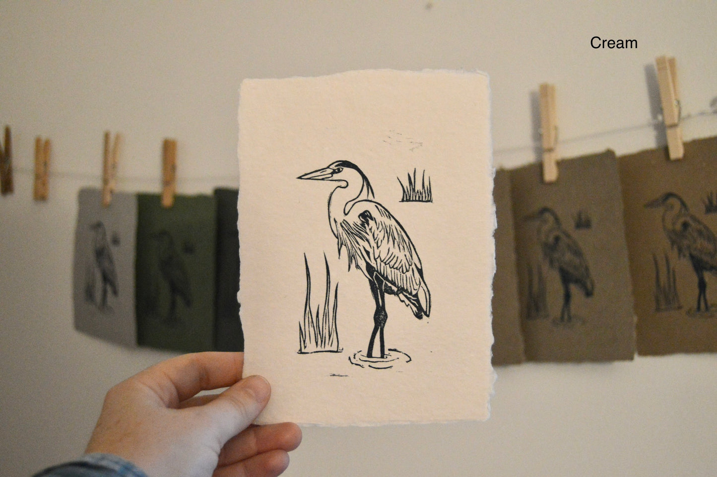 Heron Print on Handmade Paper