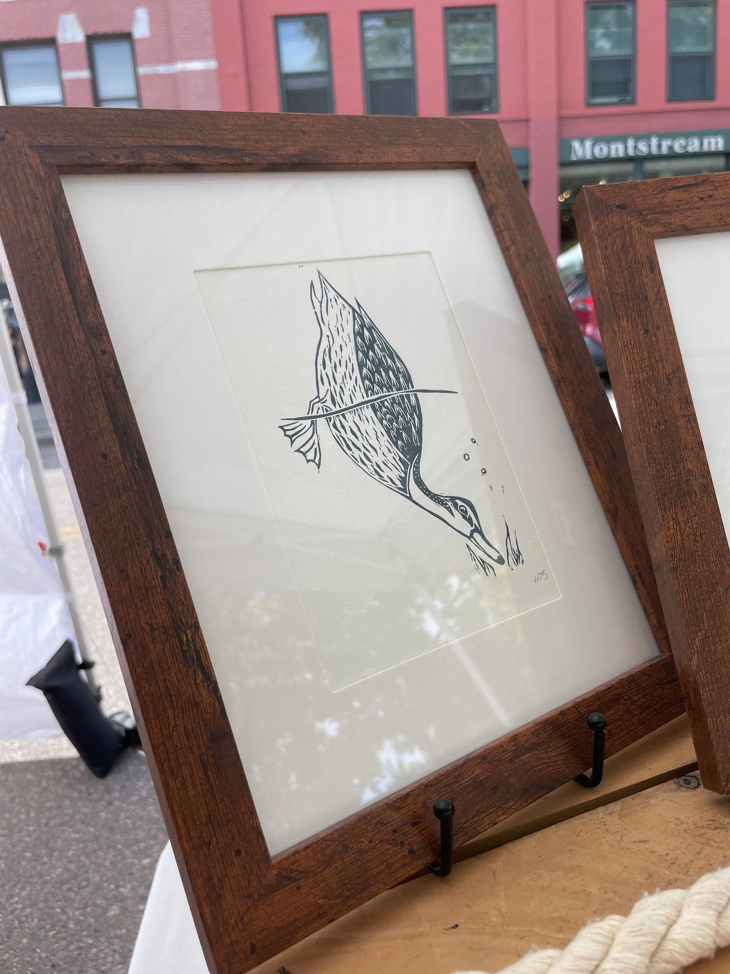 Diving Duck Linocut Print