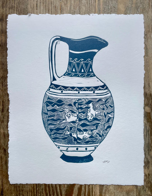 Water Pitcher Linocut Print