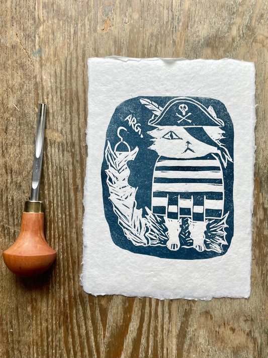 Jolly Roger Linocut Print