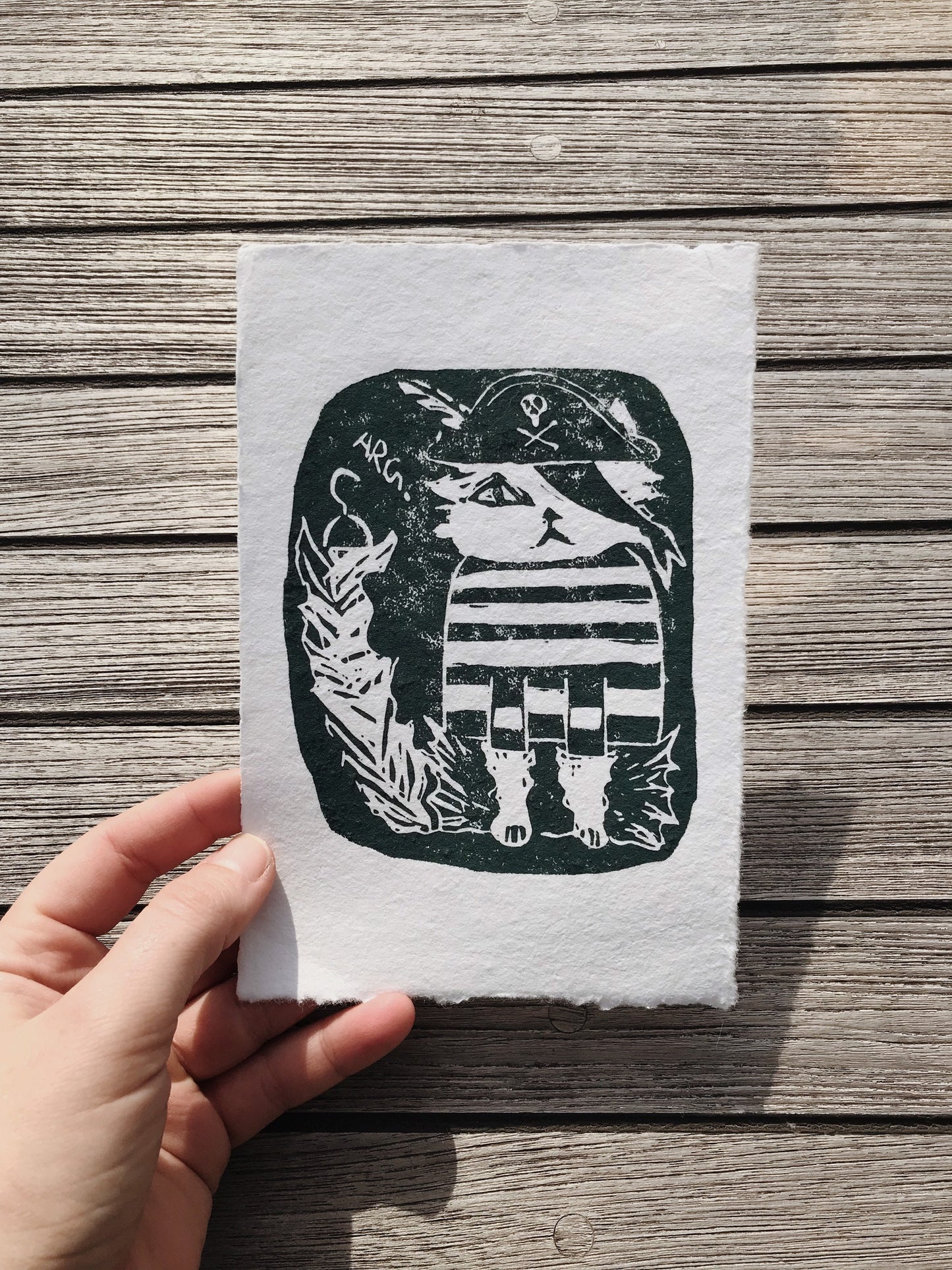 Jolly Roger Linocut Print