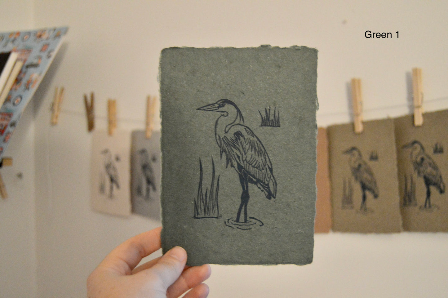 Heron Print on Handmade Paper