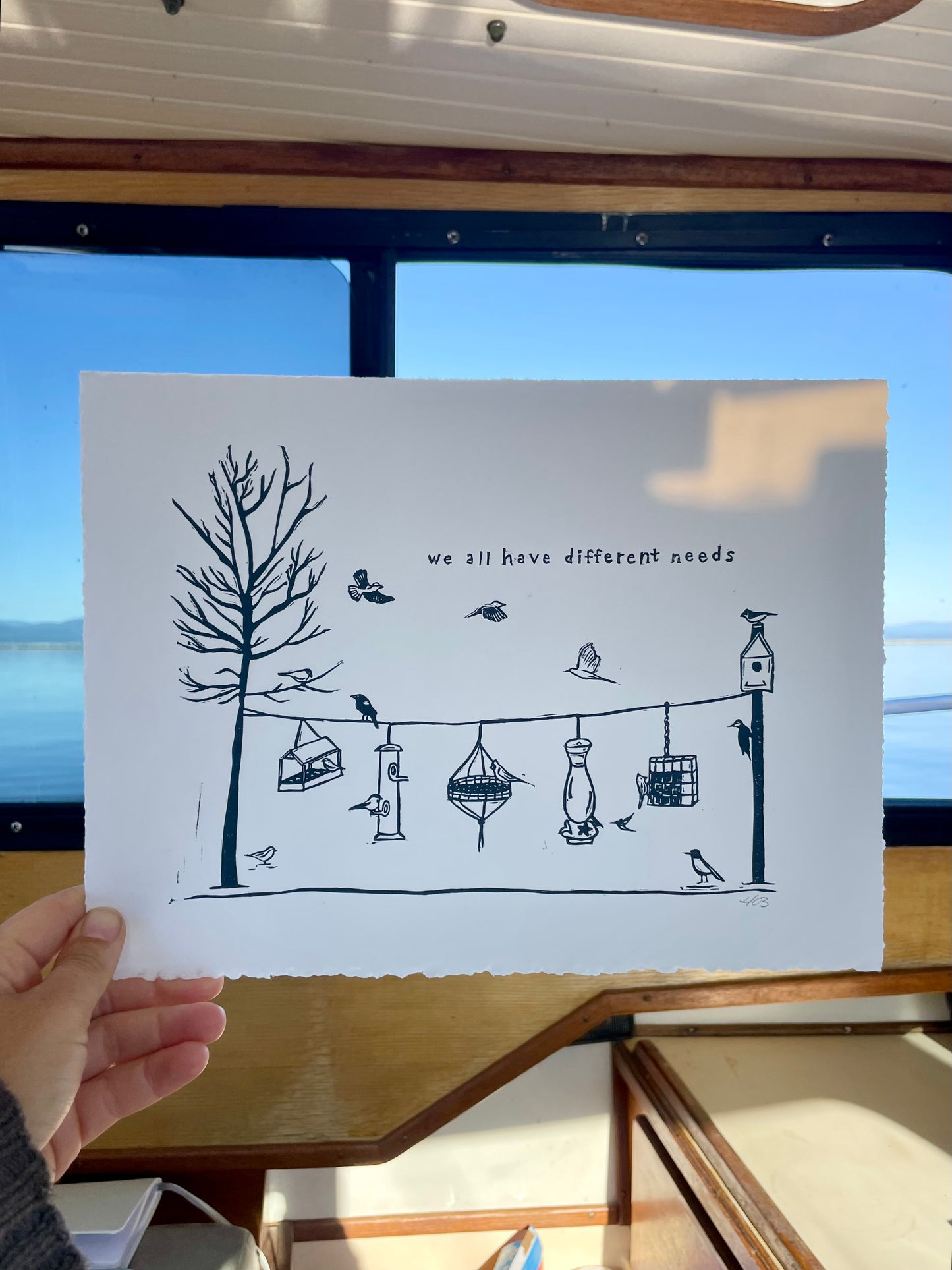 We All Have Different Needs Handmade Linocut Print