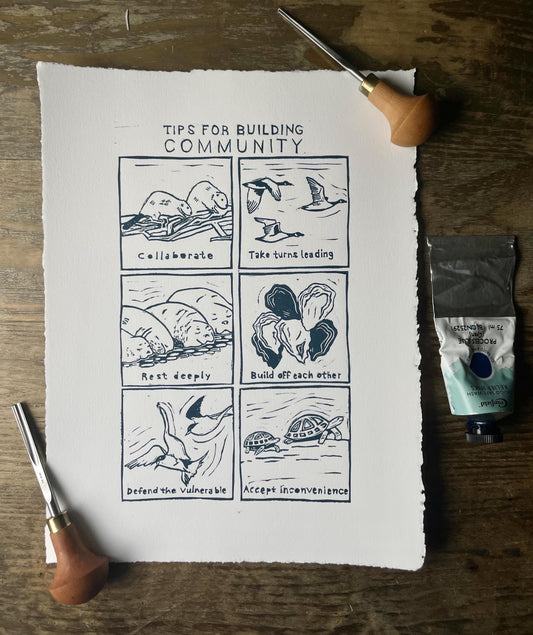 Tips for Building Community Linocut
