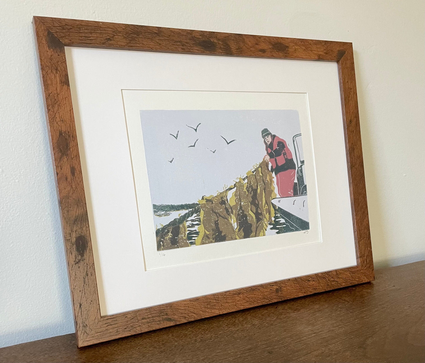 The Ocean Farmer Linocut