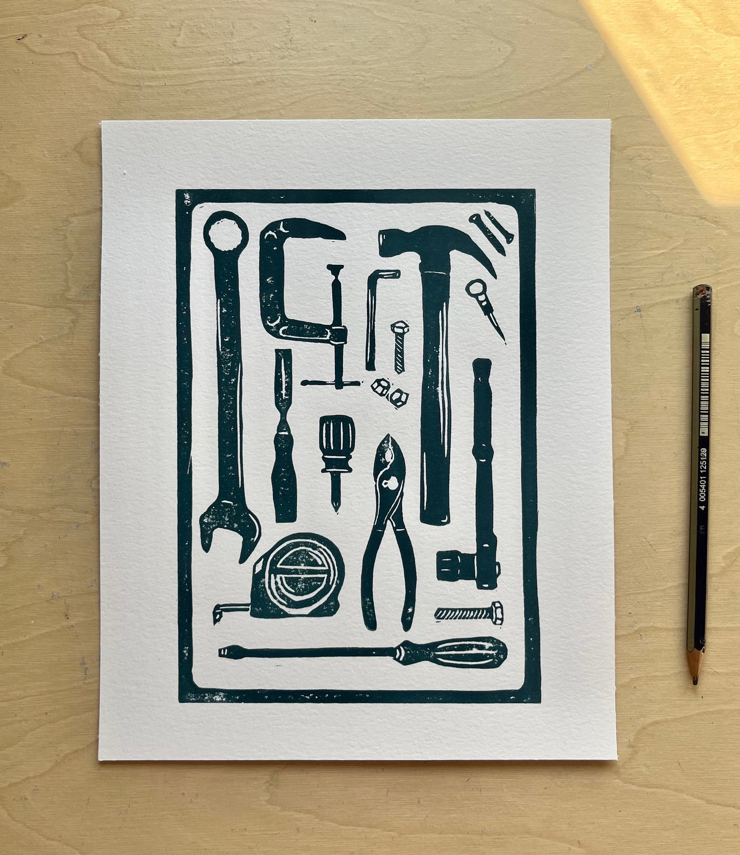 Tools Linocut Print
