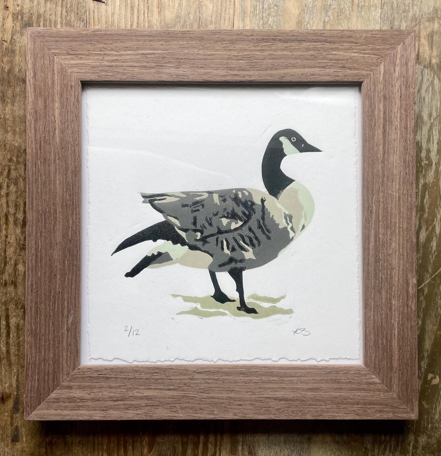 Goose Handmade Linocut Reduction Print